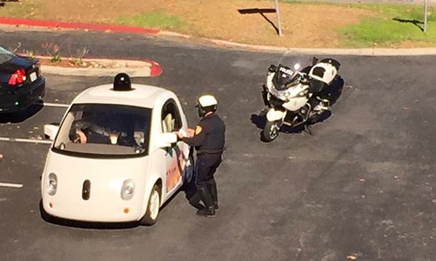 Google Car - pulled over by traffic cop