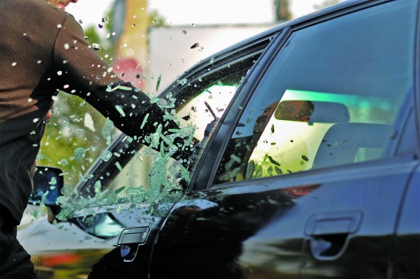 smash and grab - car window breaking